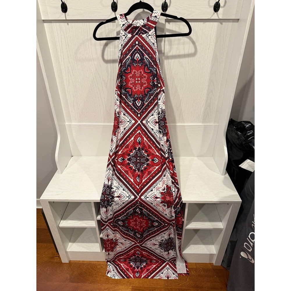 Venus red white blue strappy back maxi dress size medium NWOT